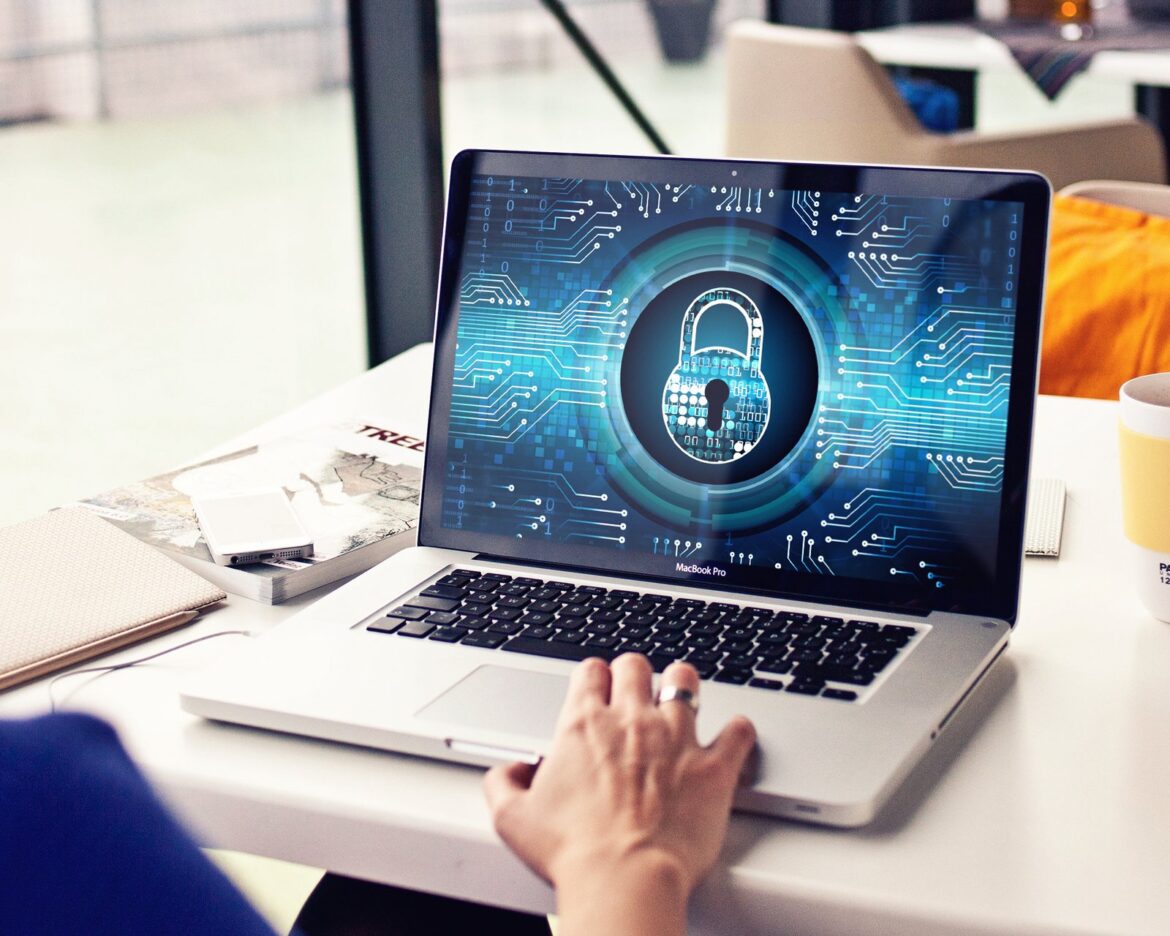 Surfshark VPN privacy padlock on a laptop screen
